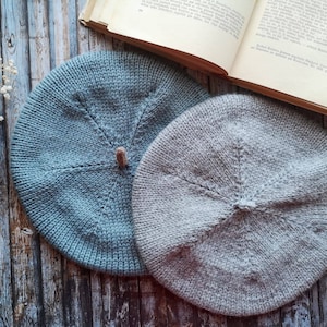 Handgestrickte Baskenmütze aus weichem Alpaka und Wolle. Warme Wintermütze für Damen