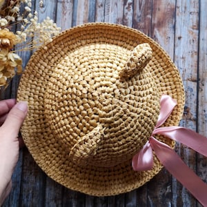 Crochet raffia sun hat baby sun hat Straw hat
