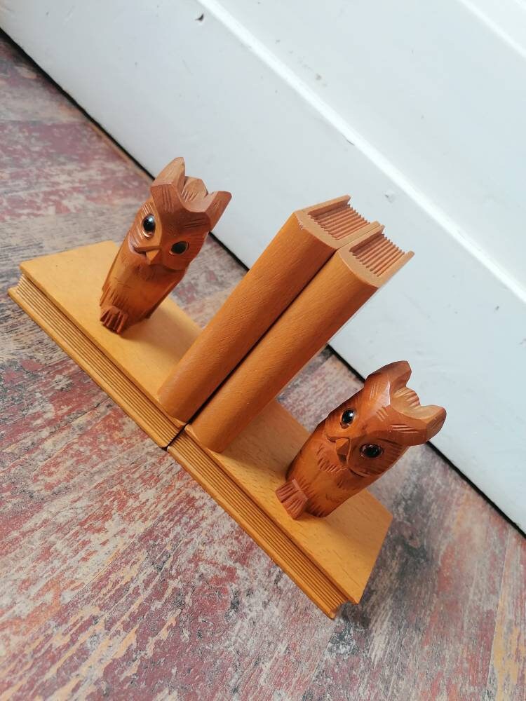 美しいヴィンテージブックエンドフクロウ - Etsy 日本