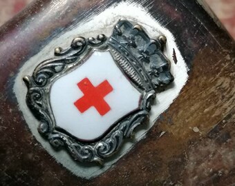 ancient can silver-plated red cross crown