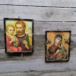 2 Wall Pictures Jesus Mary Magdalene Vintage
