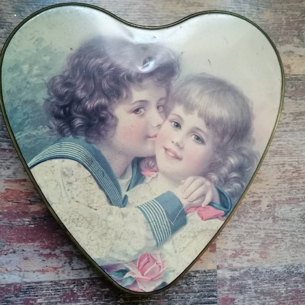 Vintage Blech Dose Herz Geschenk Muttertag