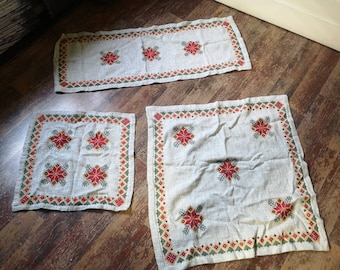 3 embroidered tablecloths runner