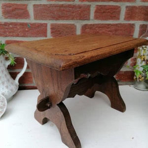ancient stool small bench rustic side table massive flower bench
