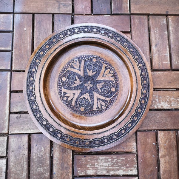 beautiful large wooden plate Cepeila copper