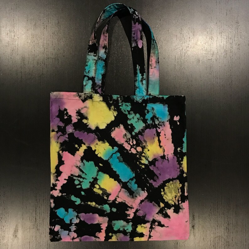 Yellow Blue Tie Dye Bag Pink Reverse Tie Dye Tote Bag 13.75x14.5 Purple /& Green Tote Bag 100/% cotton
