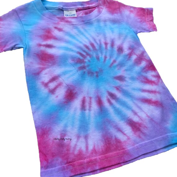 red blue and purple tie dye shirt