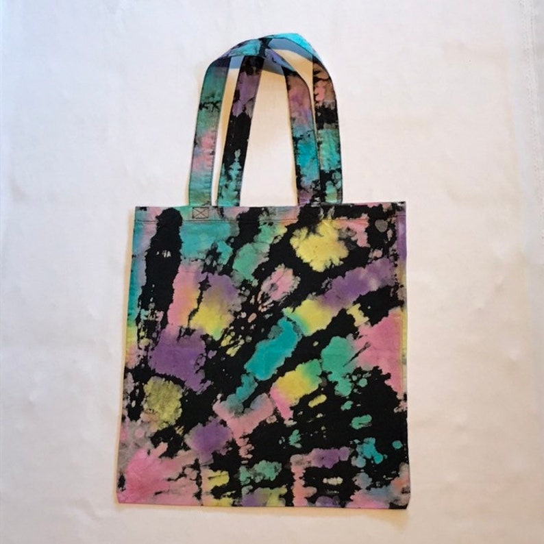 Yellow Blue Tie Dye Bag Pink Reverse Tie Dye Tote Bag 13.75x14.5 Purple /& Green Tote Bag 100/% cotton