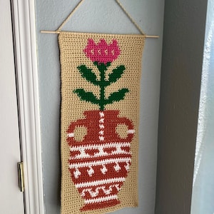 Flower Vase Crochet Wall Hanging Tapestry Pattern Graph | PDF Download