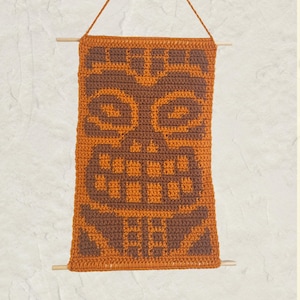 Simple Tiki Totem Mask Crochet Tapestry, Wall Hanging, Pattern Graph | PDF Download