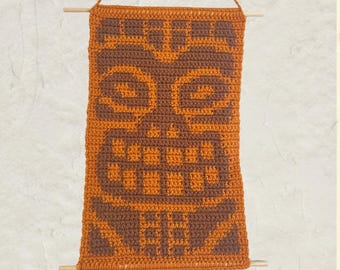 Simple Tiki Totem Mask Crochet Tapestry, Wall Hanging, Pattern Graph | PDF Download