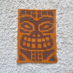 Simple Tiki Totem Mask Crochet Tapestry, Wall Hanging, Pattern Graph | PDF Download