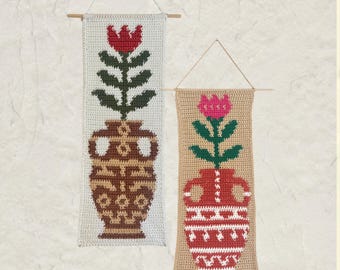 Blumenvase Bundle | Gehäkelter Wandbehang Tapisserie Muster Graph | PDF-Download