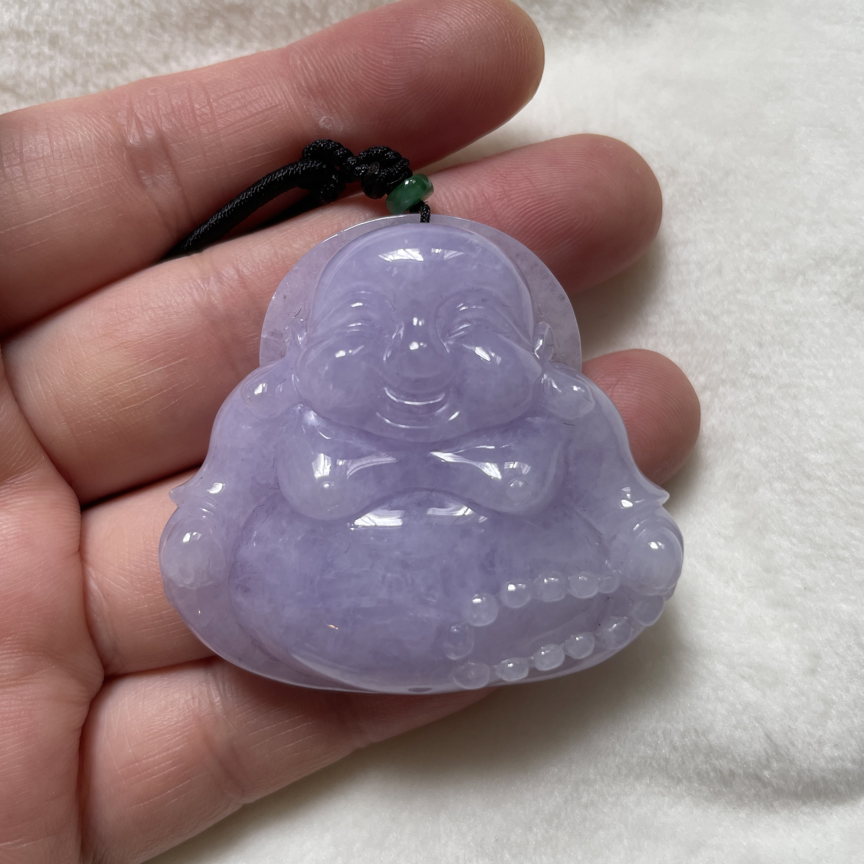 Laughing Buddha Jade Pendant Lavender Grade A Jadeite Happy Buddha
