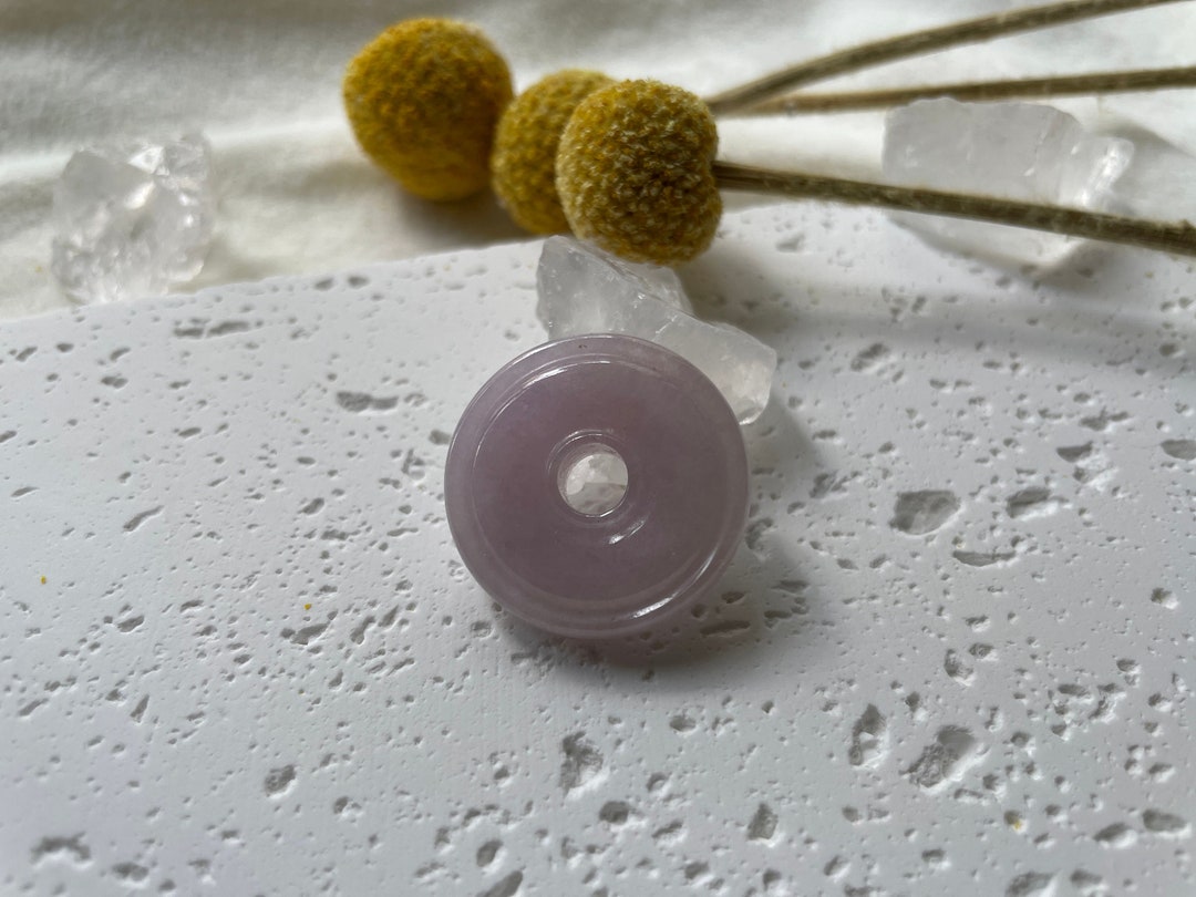 28mm Donut Jade Pendant Grade A Jadeite Lavender Safe Button Flat Donut