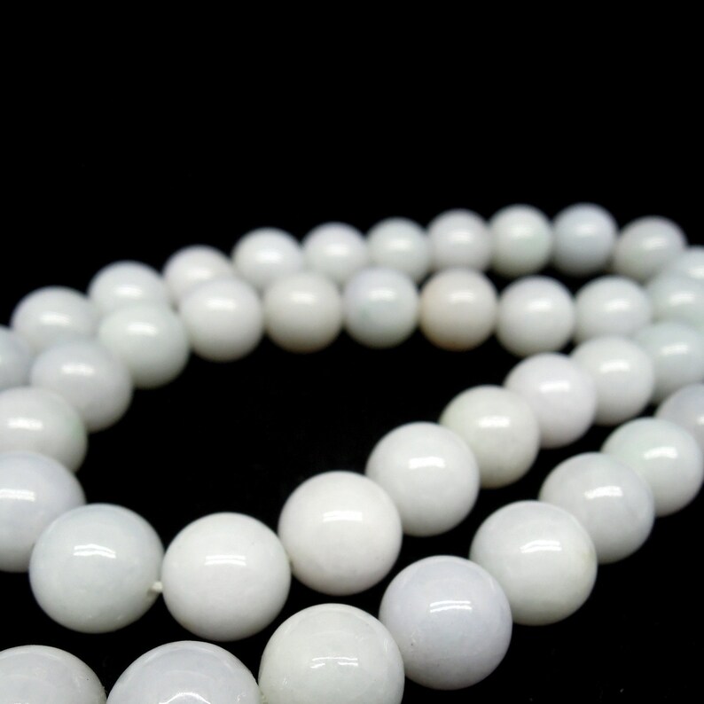 White Jade Beads, Natural Jade, Jadeite Beads Necklace, Grade A Jade, Chinese Jewelry, Burma