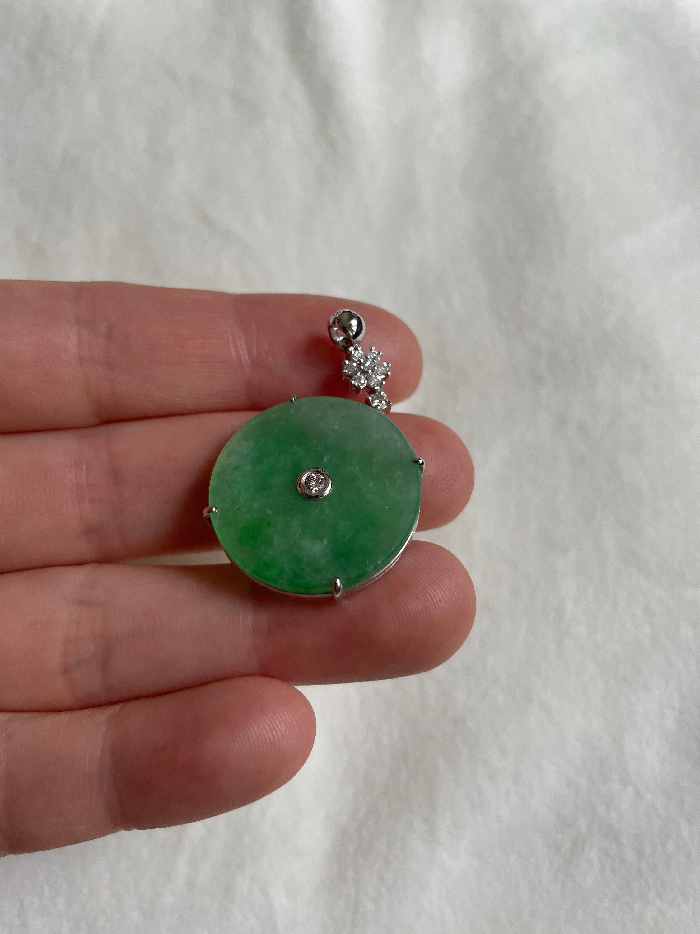24mm Flat Donut Jade Pendant Grade A Vivid Green Jadeite Safe Button
