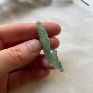 Icy Jade Fish Pendant, Natural Jade, Grade A Jade, Hand-Carved image 2