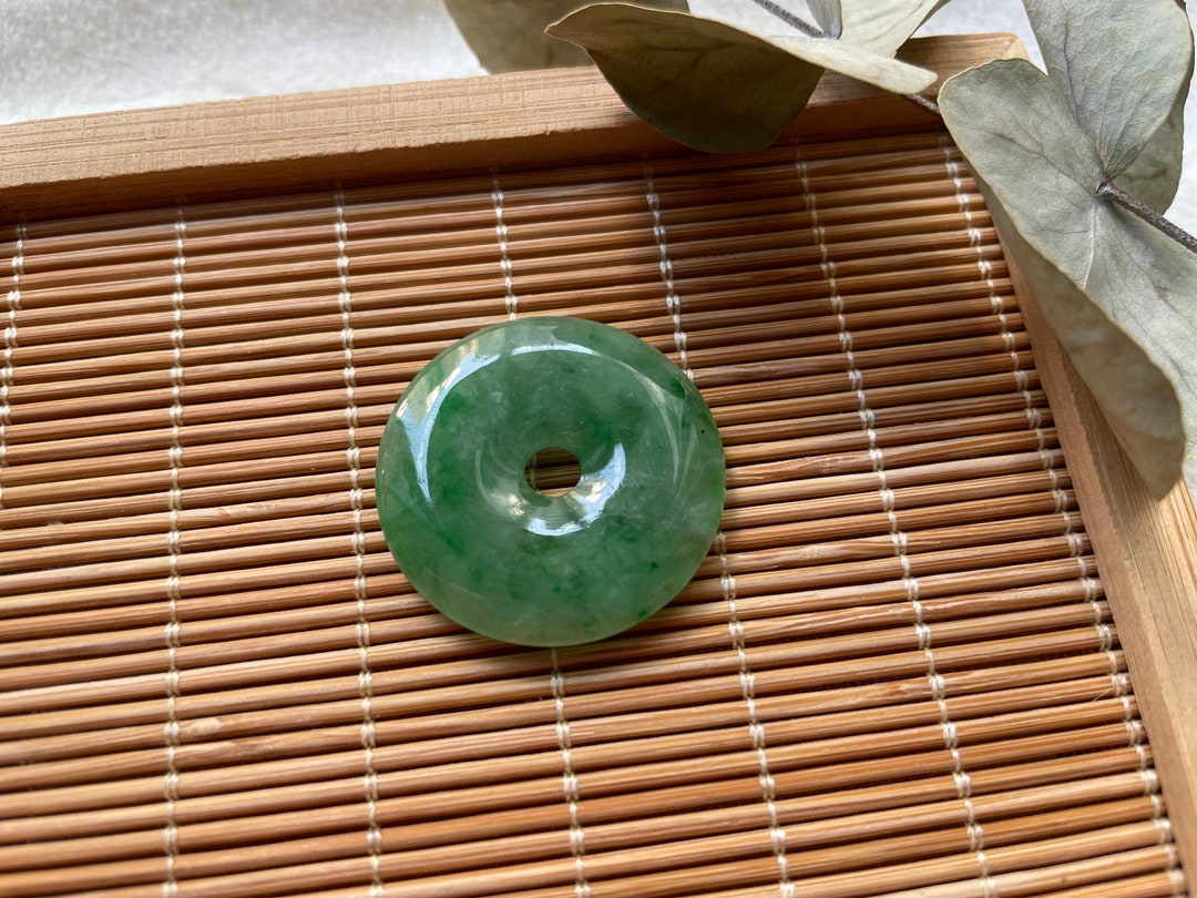 29mm Donut Jade Pendant Grade A Jadeite Green Safe Button Natural