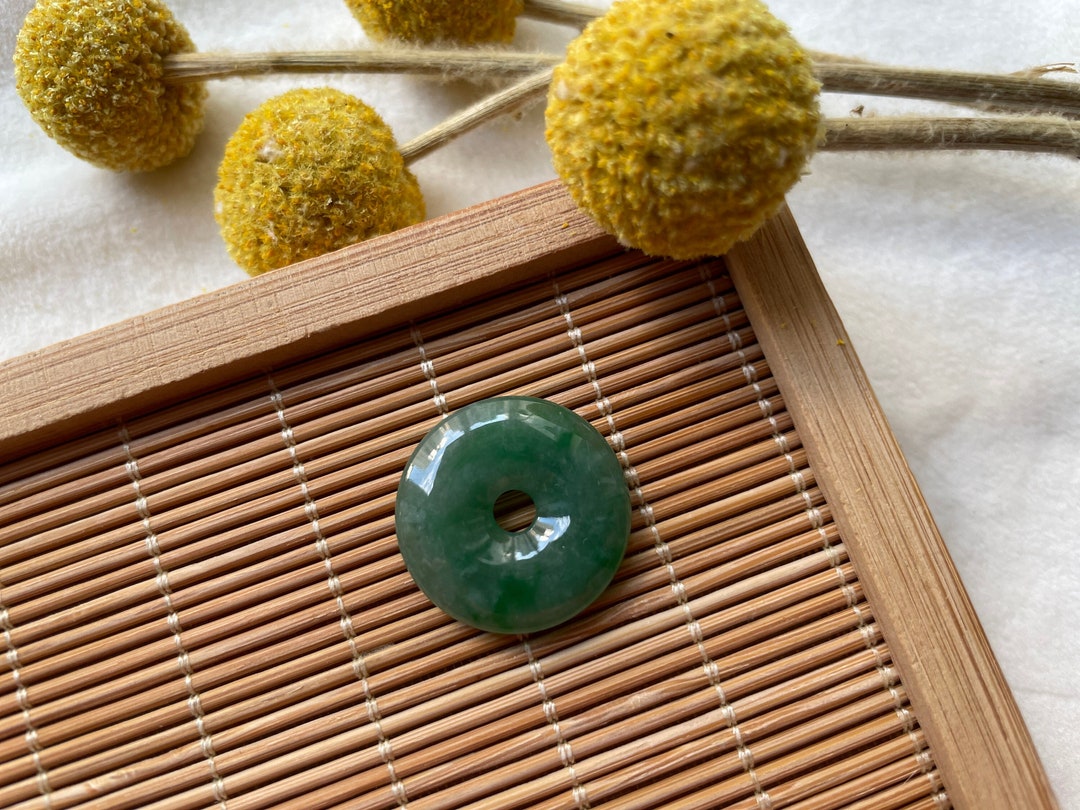 22mm Donut Jade Pendant Grade A Jadeite Green Safe Button Natural