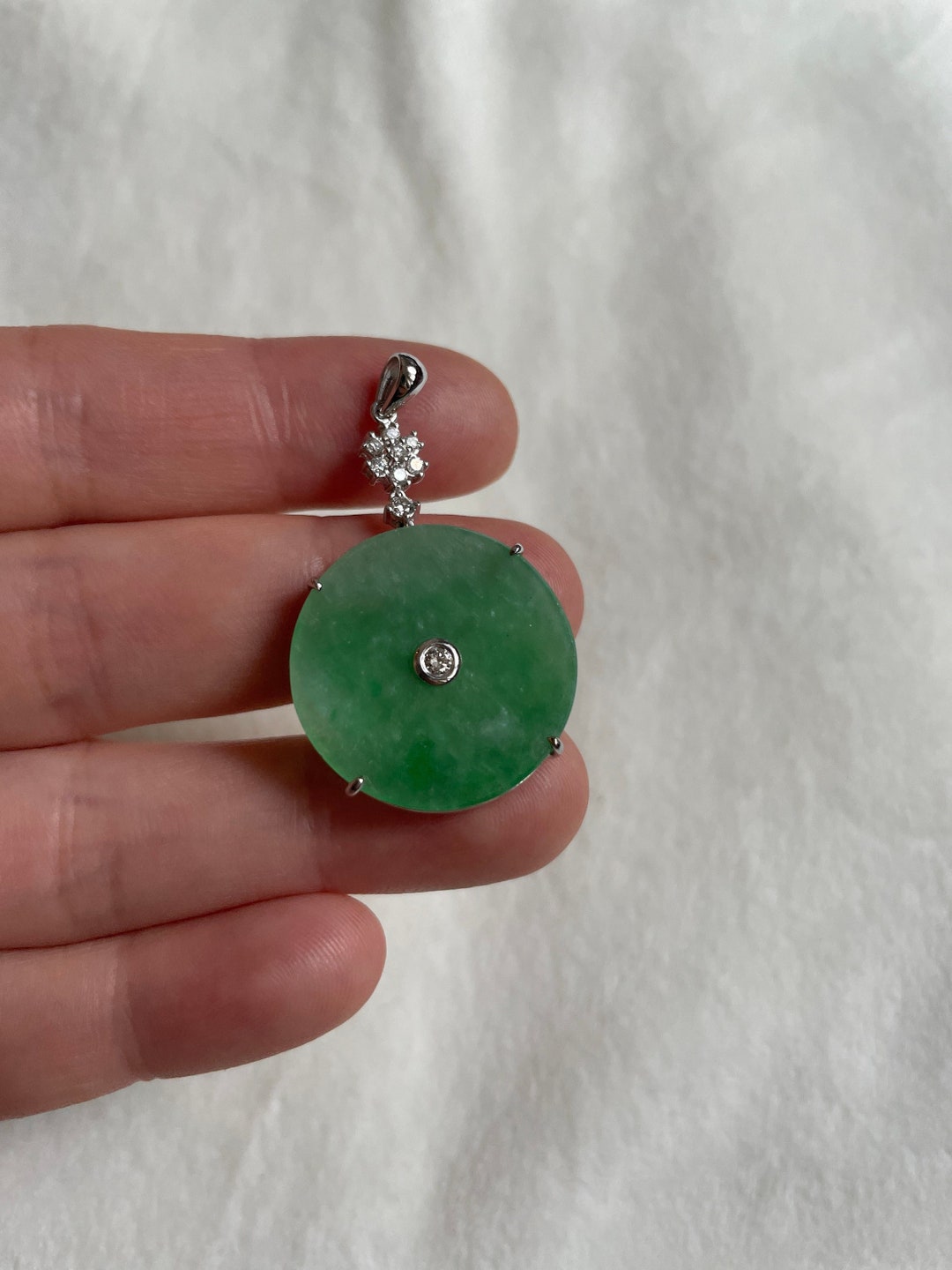 24mm Flat Donut Jade Pendant Grade A Vivid Green Jadeite Safe Button