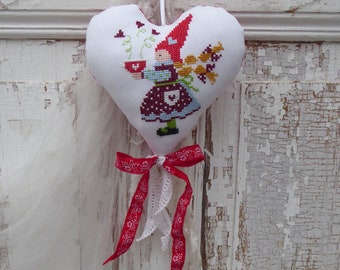 Decorative heart, embroidered