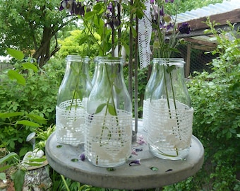 4 jarrones de cristal, decoración de balcón y terraza en un liner