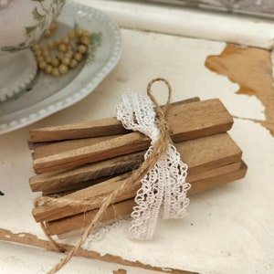 Clothespins, wood, 5 pieces, hand carved