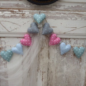 Decorative chain, garland, 11 hearts