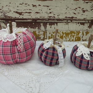 3 x Kürbisse, genäht, Leinen, Herbstkürbis, Kürbis