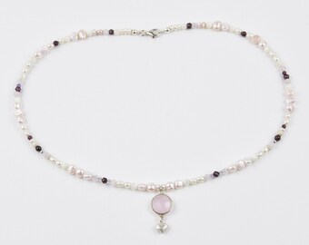 Pearl necklace rose quartz