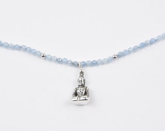 Buddha necklace a la crime commissioner in aquamarine