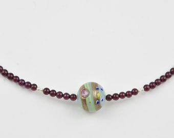 Granaat ketting Murano glazen bol