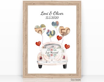 Geldgeschenk Karte | Hochzeitsgeschenk Hochzeitsauto | Geldgeschenk Auto Karte Hochzeit | Hochzeit Geschenk | Geld verschenken