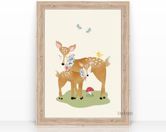 Children's picture -Pictures nursery-kids poster "Sheep""Deer family" Picture-SmallFeinePictures, Decoration Gift Kids