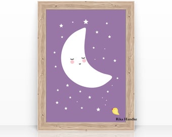 Children's picture children's poster "Moon" nursery picture nursery picture-SmallFeinePictures