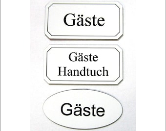 Gäste, Gravurschild, Türschild, versch. Schilder,60 x 30 mm, Gästehandtuch, Gäste WC