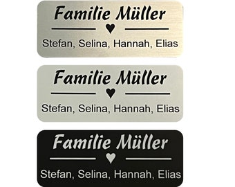 Belbordje deurbordje brievenbusbordje - diverse kleuren en maten zelfklevende gravure naar keuze Made in Germany