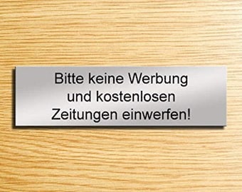 Briefkastenschild - Bitte Keine Werbung & Zeitung einwerfen! verschiedene Farben