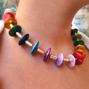 Statement kralen, kleurrijke dikke ketting, veelkleurige sieraden, damescadeau