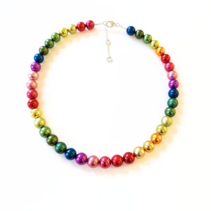 Handmade Beaded Necklace, Rainbow Classic Jewelry, Colorful Accessories