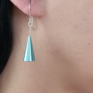 Blue Dangle Spike, Geometric Minimalist Cone Earrings, Women Colorful Unique Jewelry