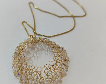 Gold Filled Knitted Chain Necklace, Chunky Statement Necklace, Gift for Her, Jewelry For Mom