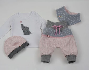 Babyset Baby Hose Babyhose Mütze Shirt Halstuch Kind Erstlingsset