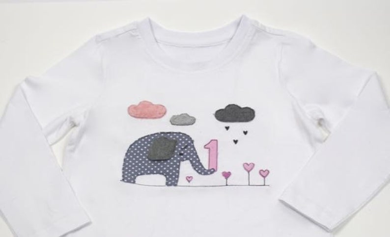 Shirt/Elephant/Geburtstagsstickerei image 1