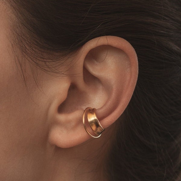 Earcuff Eliane | 925 sterling silver, 18k vermeil gold-plated, earring wearable without piercing