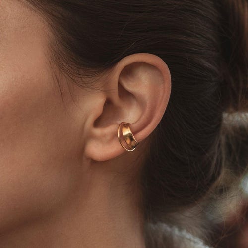 Earcuff Eliane | 925 sterling silver, 18k vermeil gold-plated, earring wearable without piercing
