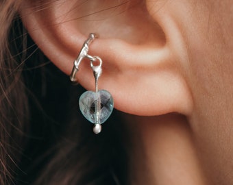 Ear cuff RACHEL with aquamarine | Earrings without a hole