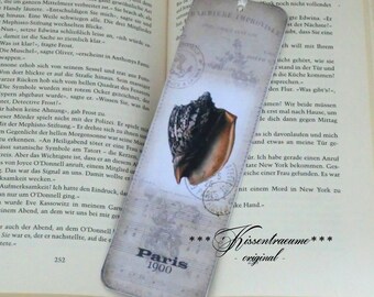 Bookmark, vintage bookmark made of double photo cardboard, shell motif and vintage style.
