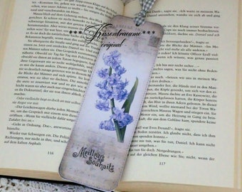 Bookmark, vintage bookmark made of double photo cardboard, floral motif and vintage style.